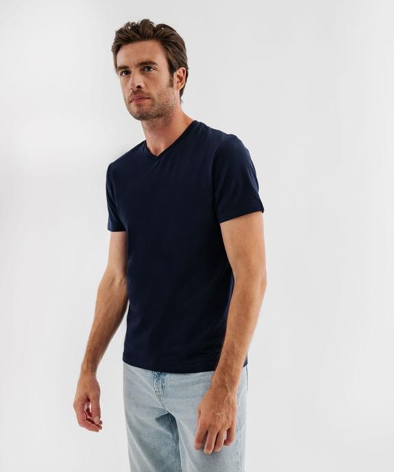 Tee-shirt à manches courtes et col V homme vue1 - GEMO 4G HOMME - GEMO