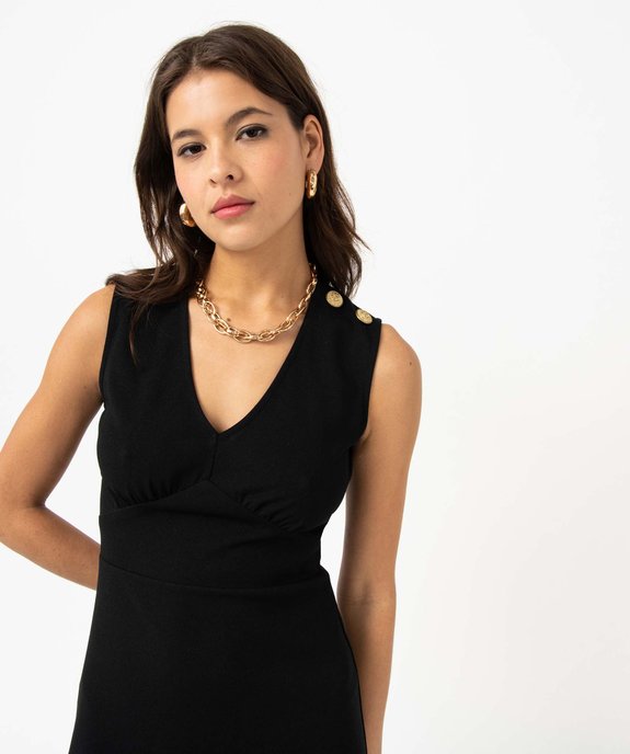 Robe empire courte sans manches unie femme vue2 - GEMO(FEMME PAP) - GEMO