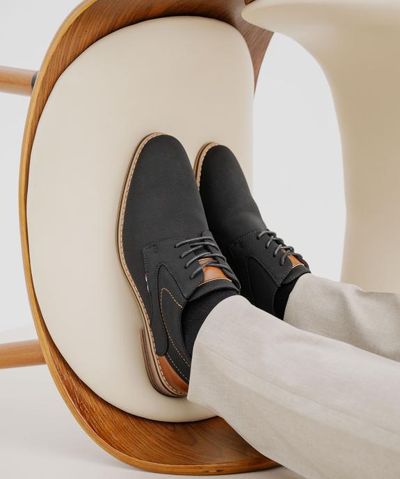 Derbies en toile texturée et détails contrastants homme  vue1 - MARIO BALDANO - GEMO