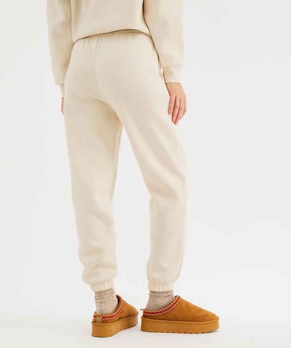 Pantalon de jogging en molleton uni à taille élastiquée femme vue3 - GEMO 4G FEMME - GEMO