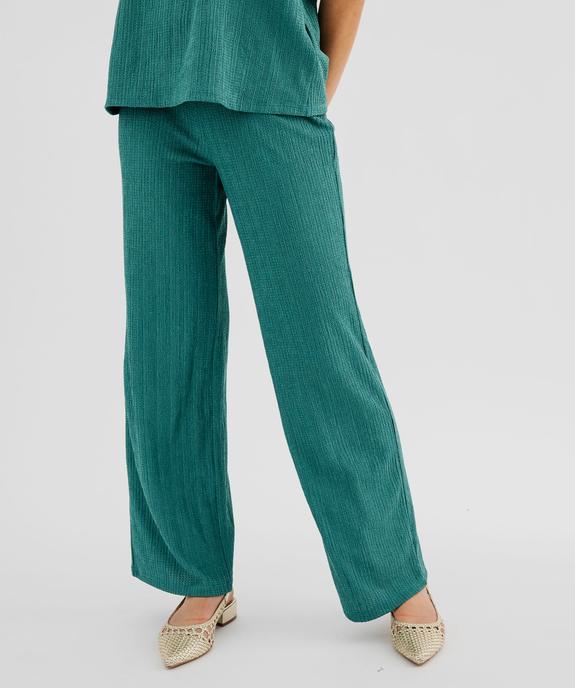 Pantalon large en maille texturée et extensible femme vue2 - GEMO(FEMME PAP) - GEMO