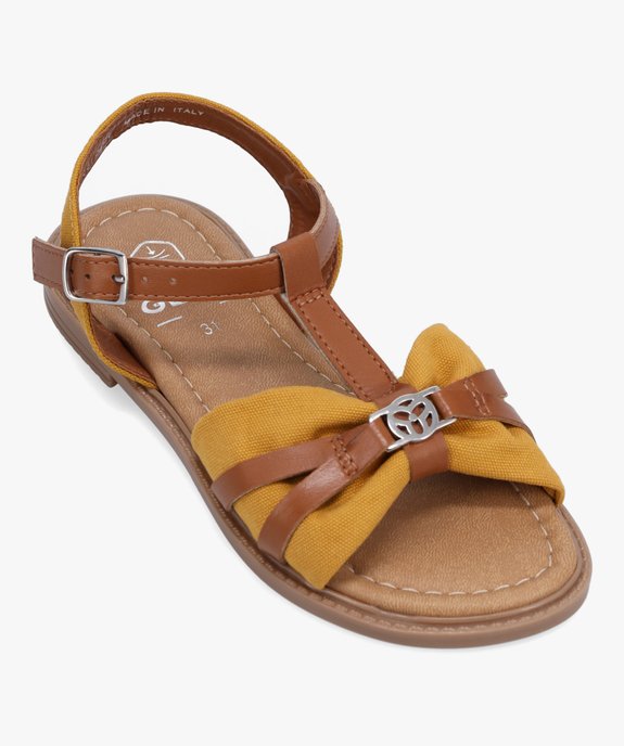 Sandales fille à brides en toile et matière lisse vue5 - GEMO (ENFANT) - GEMO