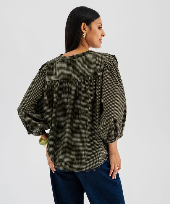 Blouse ample à manches 3/4 à carreaux femme vue3 - GEMO(FEMME PAP) - GEMO