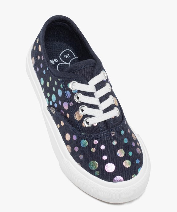 Baskets fille en toile à motifs brillants avec lacets élastiques vue6 - GEMO 4G FILLE - GEMO