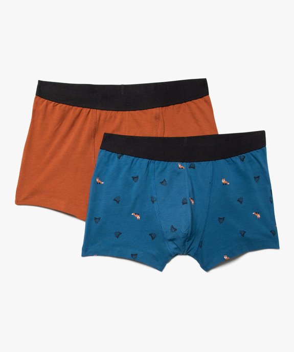 Boxers homme uni et imprimé renard (lot de 2) vue1 - GEMO 4G HOMME - GEMO
