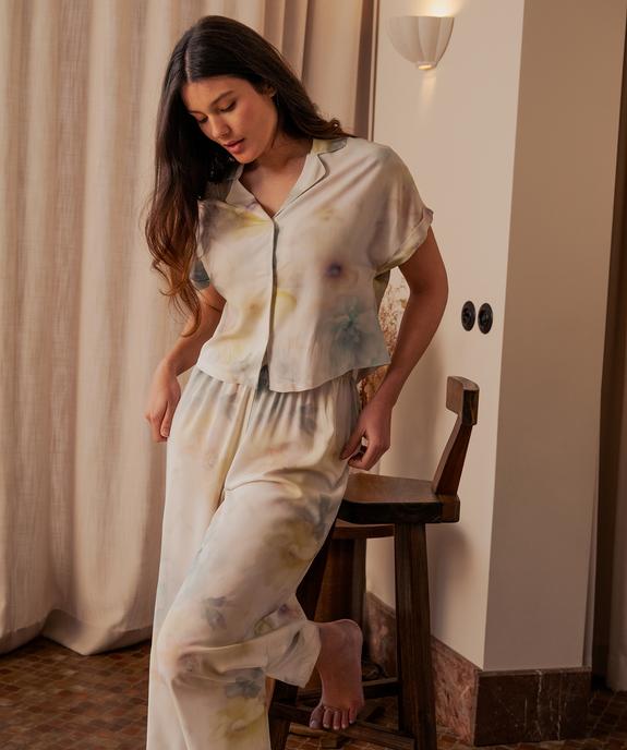 Bas de pyjama en viscose fluide imprimée femme vue1 - GEMO 4G FEMME - GEMO