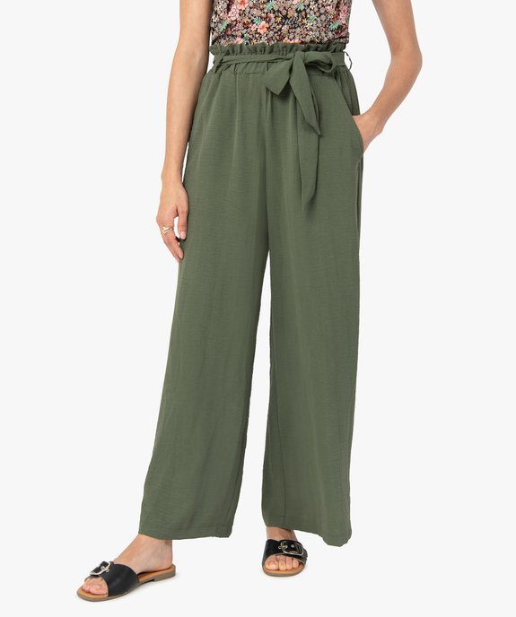 Pantalon femme en maille fluide avec ceinture ton sur ton vue1 - GEMO(FEMME PAP) - GEMO