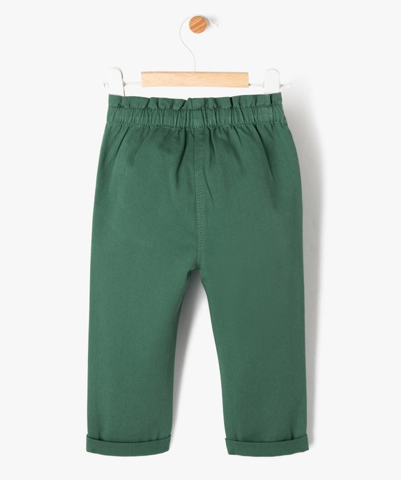 Pantalon en toile de coton avec taille élastique bébé fille vue3 - GEMO(BEBE DEBT) - GEMO