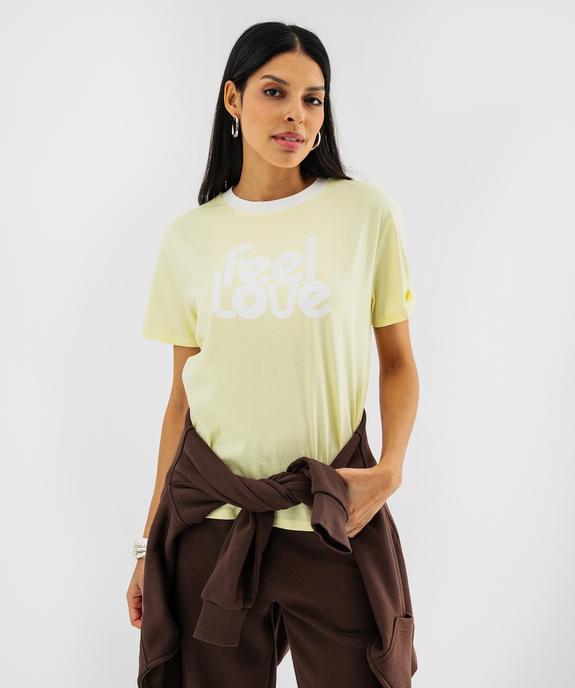 Tee-shirt manches courtes avec inscription coupe oversize femme vue1 - GEMO 4G FEMME - GEMO