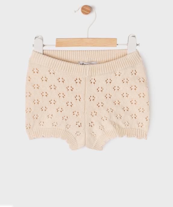 Short en maille ajourée en coton biologique bébé fille vue1 - GEMO 4G BEBE - GEMO