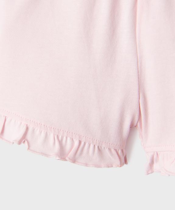 Pyjashort en coton motif flamants roses bébé fille vue3 - GEMO 4G BEBE - GEMO