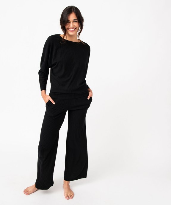 Haut de pyjama femme en maille côtelée vue5 - GEMO 4G FEMME - GEMO