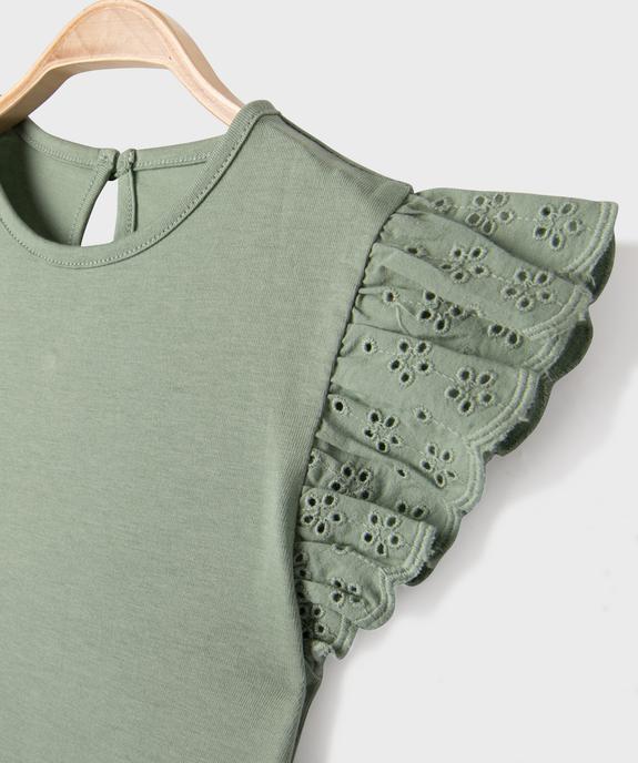 Tee-shirt manches courtes volantées en broderie bébé fille vue2 - GEMO(BEBE DEBT) - GEMO