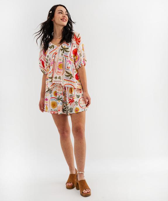 Blouse en gaze de coton à motifs exotiques femme vue4 - GEMO(FEMME PAP) - GEMO