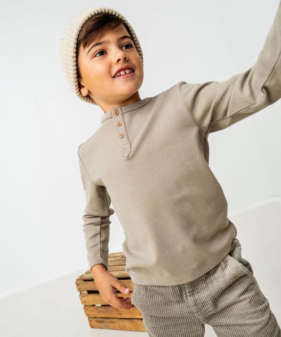 Tee-shirt manches longues chaud col tunisien garçon vue1 - GEMO (ENFANT) - GEMO