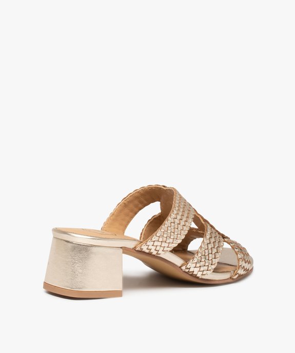Mules femme à talon dessus cuir tressé – Taneo vue4 - TANEO - GEMO