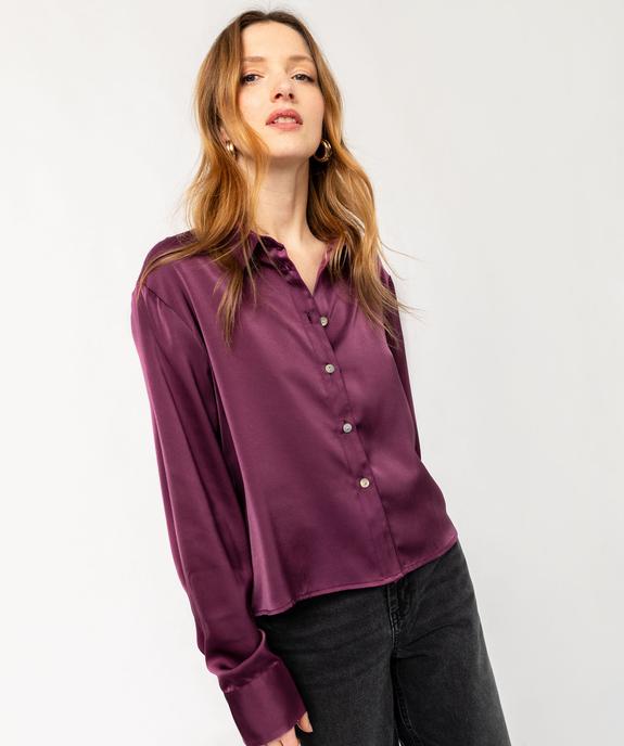 Chemise satinée coupe courte femme vue1 - GEMO(FEMME PAP) - GEMO