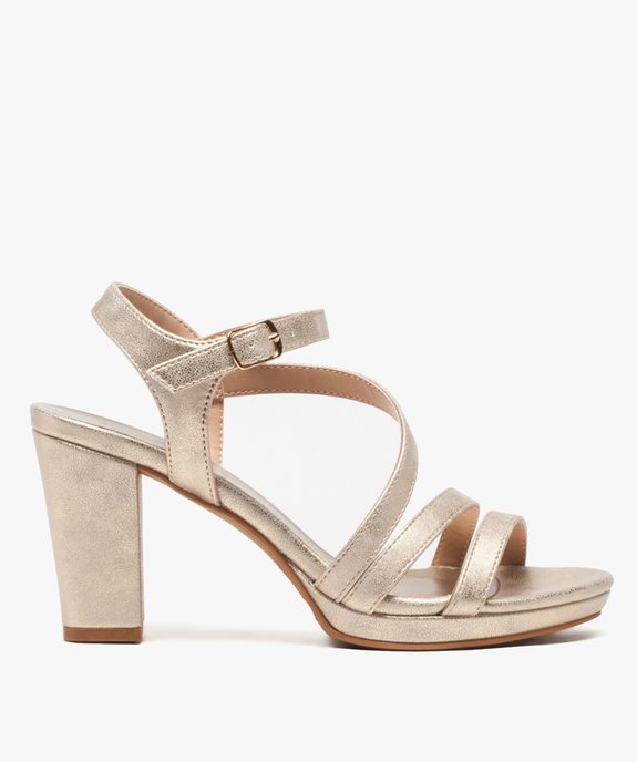 Sandales femme à talon haut en suédine avec brides vue1 - GEMO(URBAIN) - GEMO