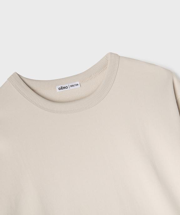 Sweat col rond en molleton bouclette garçon  vue3 - GEMO (JUNIOR) - GEMO