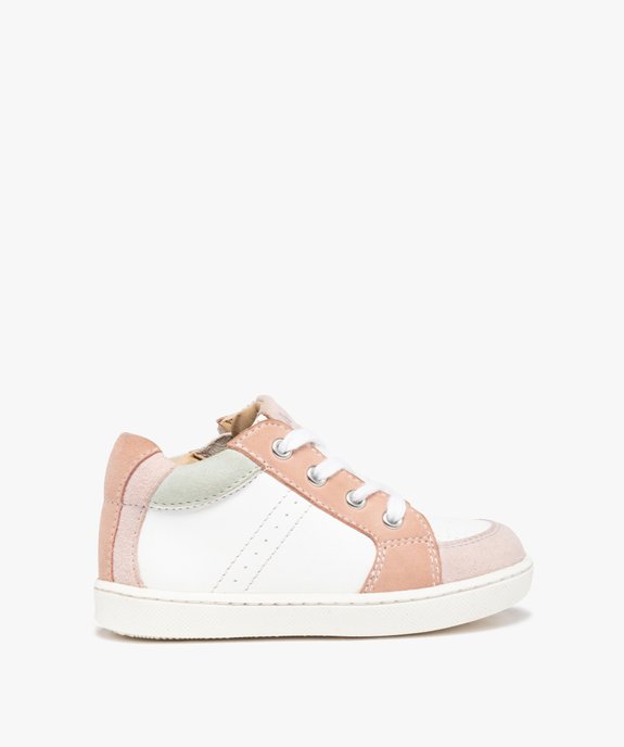 Baskets bébé fille dessus cuir à lacets et zip – NA! vue1 - NA! - GEMO