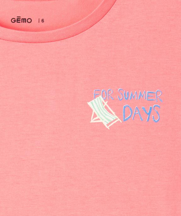 Tee-shirt manches courtes coupe courte imprimé dos fille vue3 - GEMO (ENFANT) - GEMO