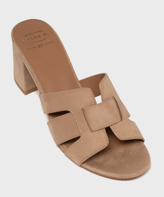 Mules à talon épais en suédine femme - Follow Me vue5 - FOLLOW ME - GEMO
