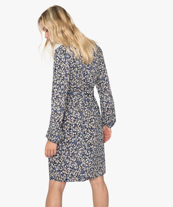 Robe femme à manches longues imprimé fleurs vue3 - GEMO(FEMME PAP) - GEMO