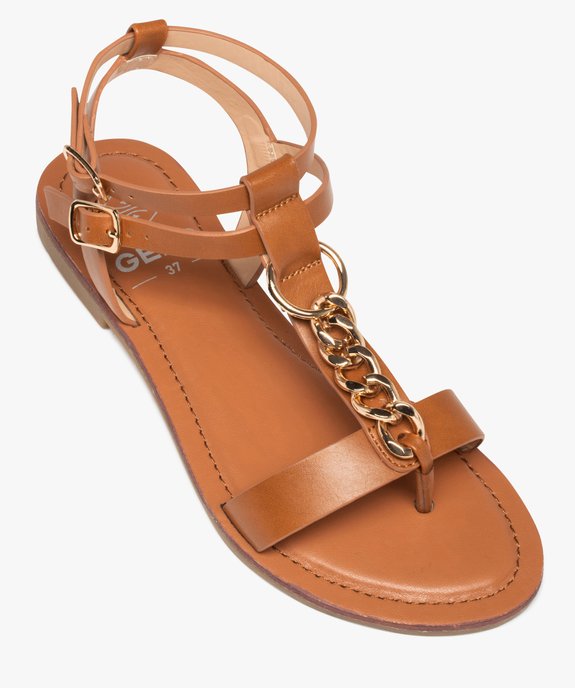 Sandales femme unies à entre-doigts et chaine métallisée vue5 - GEMO (CASUAL) - GEMO