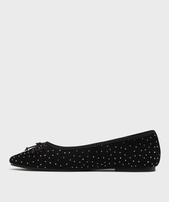 Ballerines en suédine avec strass femme - Follow Me vue3 - FOLLOW ME - GEMO