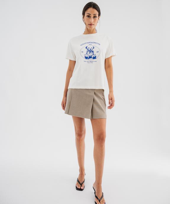 Tee-shirt manches courtes en jersey de coton épais brodé femme - LuluCastagnette vue1 - LULU CASTAGNETTE G4G D - GEMO