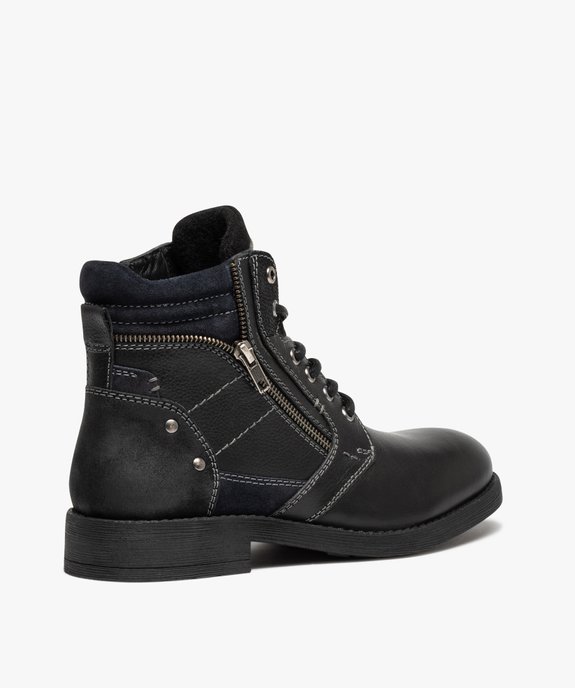 Boots homme dessus cuir uni détails métalliques - Taneo vue4 - TANEO - GEMO