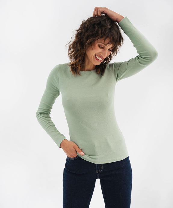 Tee-shirt manches longues en maille côtelée extensible femme vue1 - GEMO 4G FEMME - GEMO
