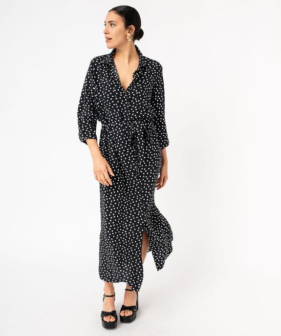 Robe chemise longue et fluide à pois femme vue1 - GEMO(FEMME PAP) - GEMO