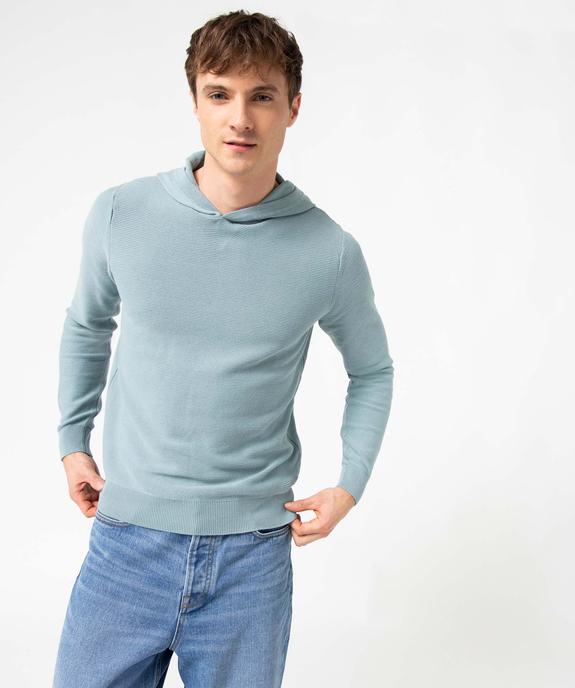 Pull homme en maille côtelée à capuche vue1 - GEMO (HOMME) - GEMO
