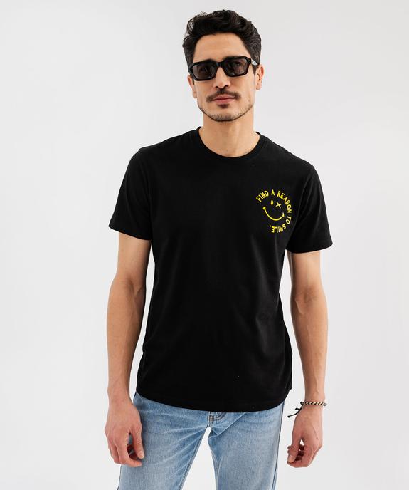 Tee-shirt manches courtes en coton grand imprimé dos homme - Smiley World vue1 - SMILEY WORLD - GEMO
