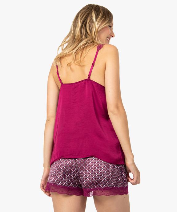 Débardeur femme satiné à bretelles en dentelle vue3 - GEMO(HOMWR FEM) - GEMO