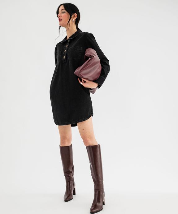 Robe courte en toile denim femme vue1 - GEMO 4G FEMME - GEMO