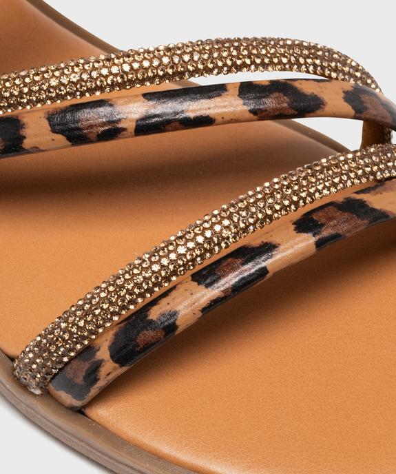 Mules plates à brides léopard et strass femme vue6 - VALENTINA BALDA - GEMO