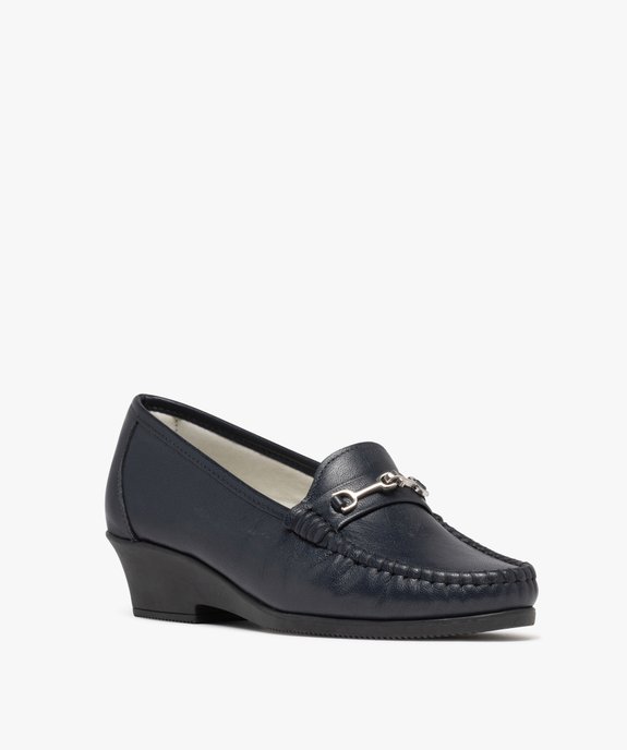 Mocassins confort dessus cuir et talon compensé femme vue2 - G'FLEX - GEMO