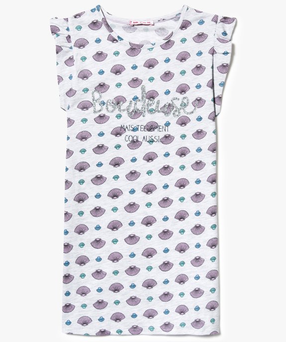 Chemise de nuit à imprimé coquillage et inscription pailletée vue1 - GEMO (ENFANT) - GEMO