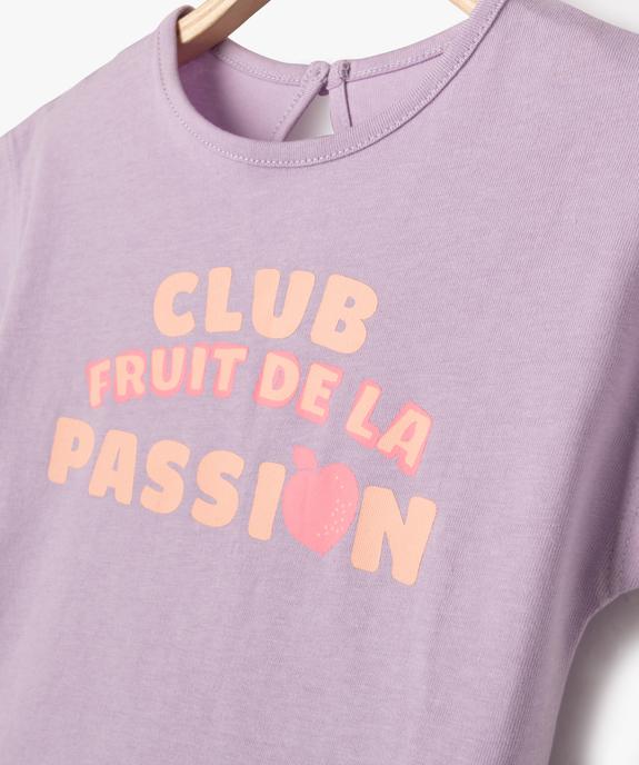 Tee-shirt manches courtes loose à message bébé fille vue2 - GEMO(BEBE DEBT) - GEMO