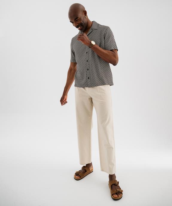 Pantalon à pinces en coton et lin homme vue4 - GEMO (HOMME) - GEMO