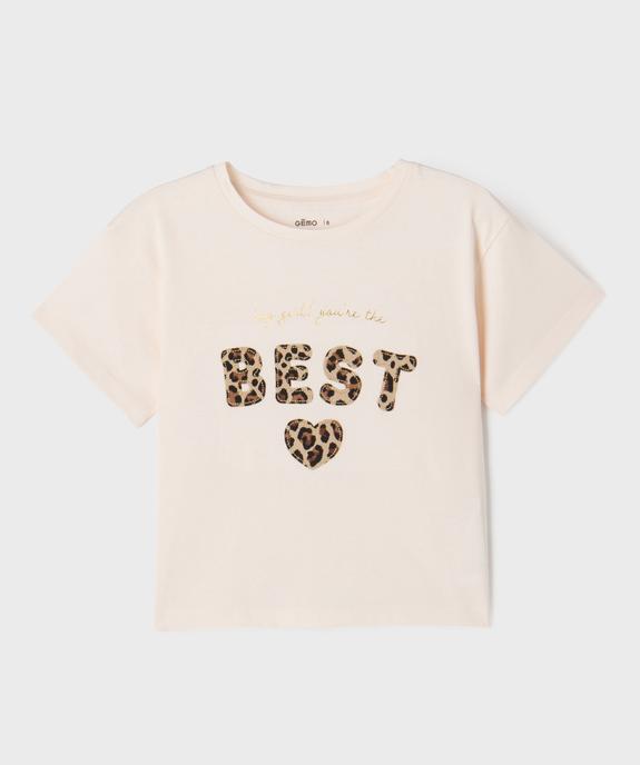 Tee-shirt manches courtes coupe oversize avec broderies fille vue2 - GEMO (ENFANT) - GEMO