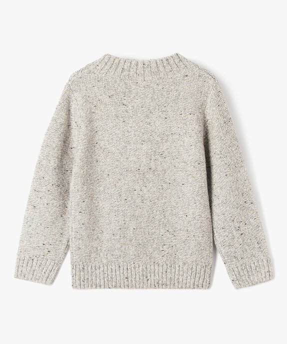 Pull en grosse maille torsadée avec col montant garçon vue3 - GEMO (ENFANT) - GEMO