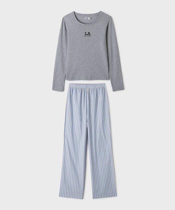 Pyjama avec pantalon rayé fille vue1 - GEMO (JUNIOR) - GEMO