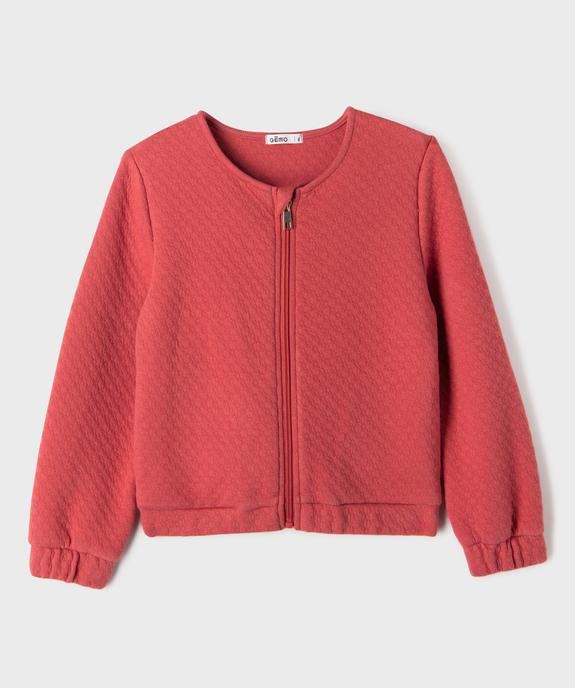 Sweat zippé en maille fantaisie fille vue1 - GEMO (ENFANT) - GEMO