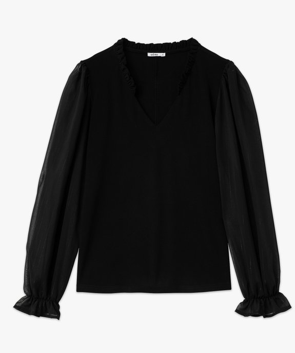 Blouse unie avec manches longues en voile femme vue4 - GEMO(FEMME PAP) - GEMO