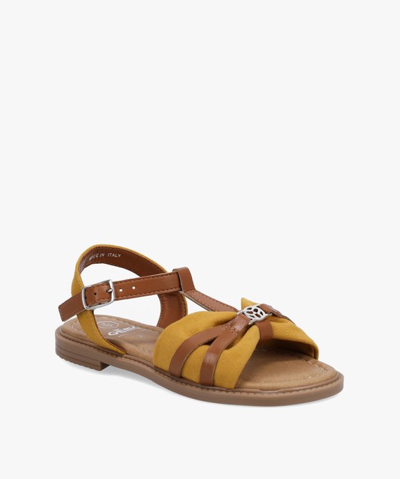 Sandales fille à brides en toile et matière lisse vue2 - GEMO (ENFANT) - GEMO