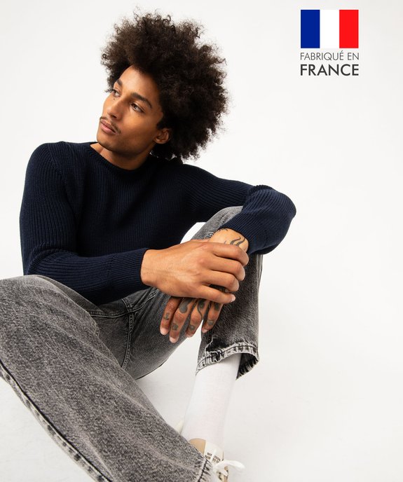 Pull en grosse maille unie avec boutons à l'épaule homme vue1 - GEMO (HOMME) - GEMO