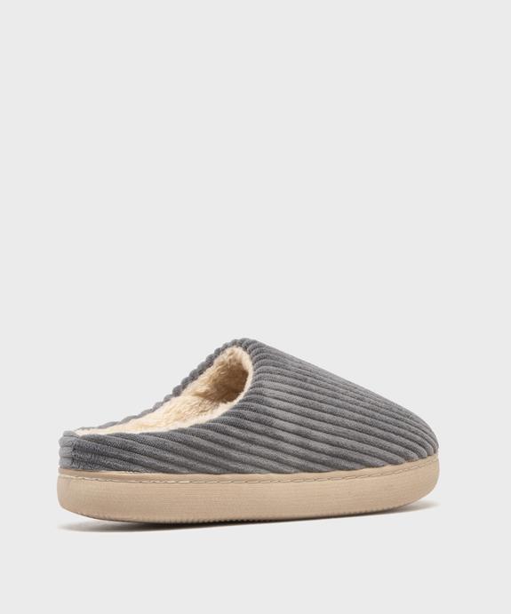 Chaussons mules en velours côtelé à doublure fourrée homme vue4 - GEMO(HOMWR HOM) - GEMO